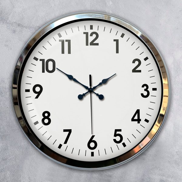 40 cm Metal Krom Klasik Duvar Saati