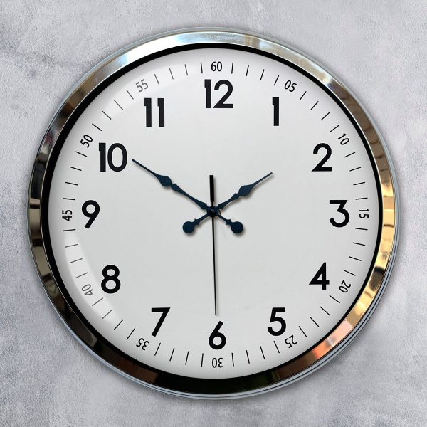 40 cm Metal Krom Klasik Duvar Saati