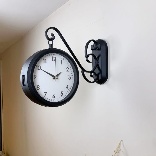 Siyah Metal İstasyon Saati 36x25 cm