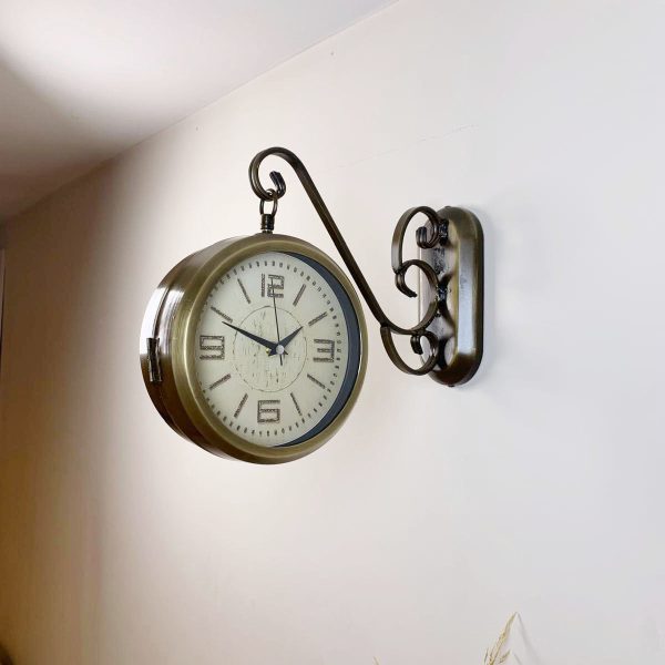 Eskitme Metal Old İstasyon Saati 36x25 cm