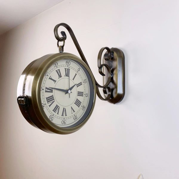 Eskitme Metal Nostalji İstasyon Saati 36x25 cm