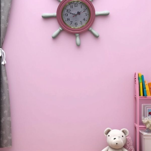 36 cm Pembe Ahşap Dümen Duvar Saati