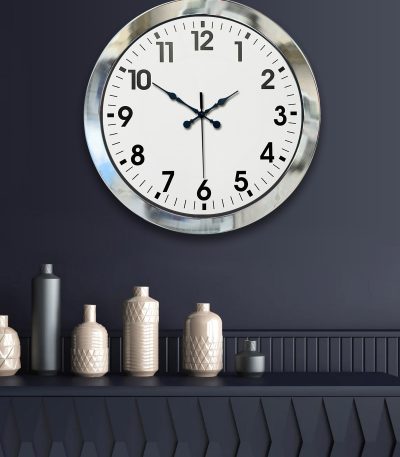 36 cm Krom Metal Standart Duvar Saati