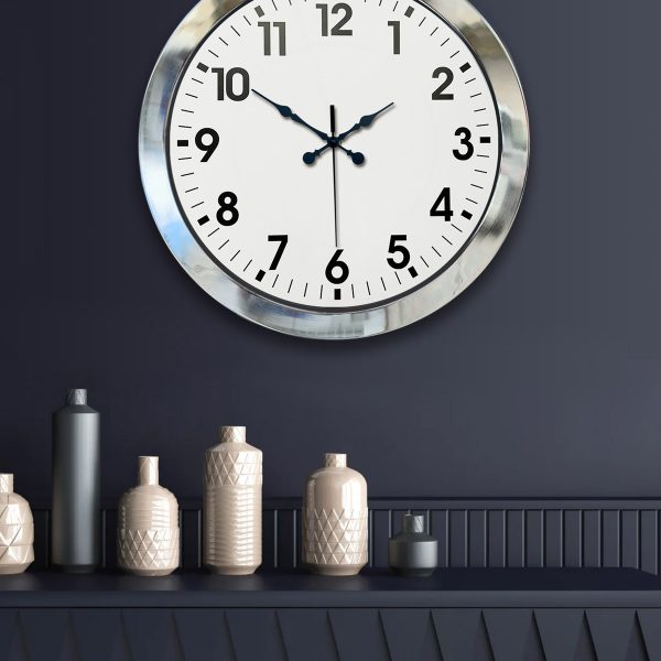 36 cm Krom Metal Standart Duvar Saati
