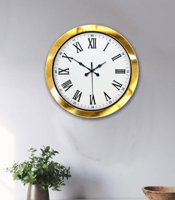 36 cm Gold Metal Roma Rakamlı Duvar Saati