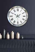 36 cm Krom Metal Roma Rakamlı Duvar Saati
