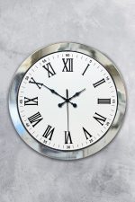 36 cm Krom Metal Roma Rakamlı Duvar Saati