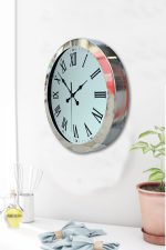 36 cm Krom Metal Roma Rakamlı Duvar Saati