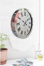36 cm Krom Metal Roma Rakamlı Duvar Saati