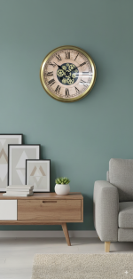 60 cm Eskitme Metal Çarklı Dekoratif Duvar Saati