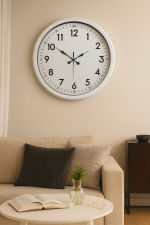 52 cm Beyaz Metal Dekoratif Duvar Saati