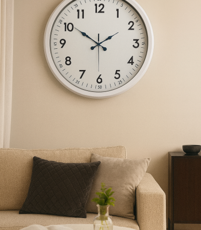 52 cm Beyaz Metal Dekoratif Duvar Saati