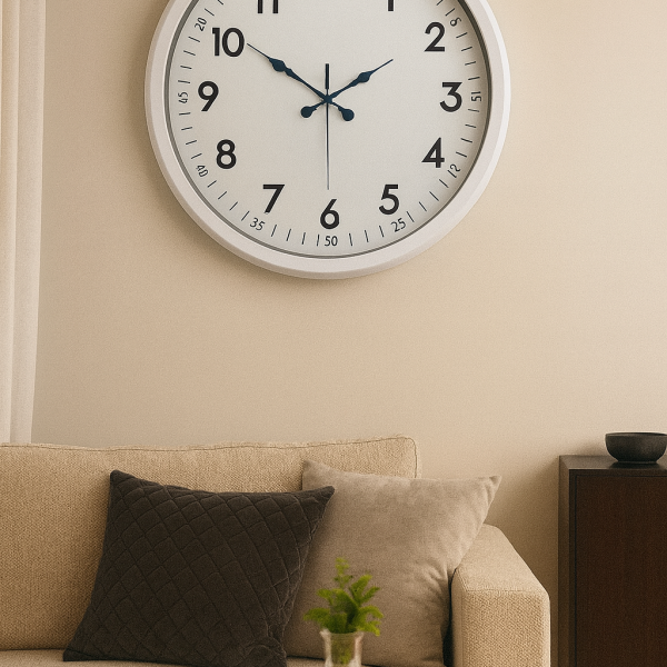 52 cm Beyaz Metal Dekoratif Duvar Saati