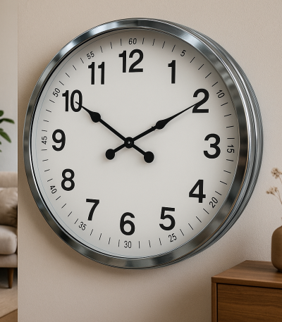 60 cm Krom Metal Dekoratif Duvar Saati