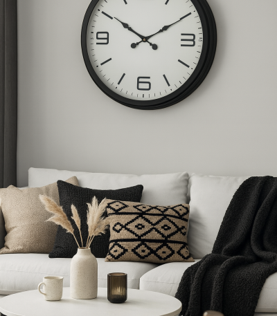 60 cm Siyah Metal Dizayn Duvar Saati